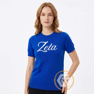 T-shirts personnalisés Zeta Phi Beta pour femmes, col en V, manches courtes, respirants, vêtements décontractés de sororité, collection Trésors Grecs - Product Image 3