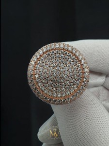 Iced Out Round Cluster <b>Ring</b> Pave Set Rose Gold VVS Moissanite 925 <b>Sterling</b> <b>Silver</b> Diamond Hip Hop Jewelry <b>Ring</b> For <b>Men</b> - Product Image 3