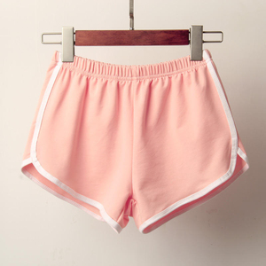 Shorts de Punto Rosa para Mujer, Cintura Alta, con Franja Lateral, Cintura Elástica, Estilo Casual, Transpirables, de Spandex y Poliéster - Product Image 1