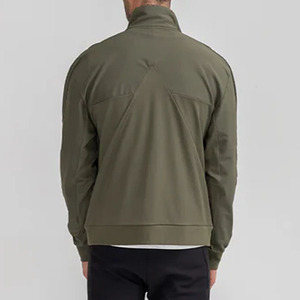 Veste de course pour homme, vert olive, fermeture éclair, col montant, coupe-vent décontractée en polyester, pour l'automne - Product Image 2