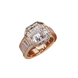แหวนหมั้นสวยงาม 5.1 กะรัต D VS1 ทองคำแท้ 18k ชุบทองคำชมพู เพชรทรง Asscher เพชรเลี้ยงในห้องปฏิบัติการ รับรองโดย IGI - Product Image 4