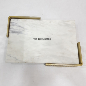 Modern Style Marble Material Metal Side Handle Gold Plated Hammered Texture <b>Decorative</b> Tray Professional Designer - Product Image 6