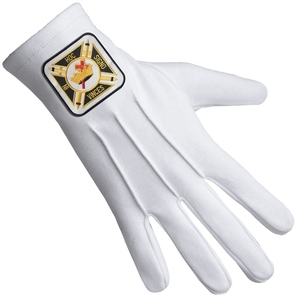 Gants en coton blanc de qualité supérieure des Templiers, avec patch carré, accessoires cérémoniels personnalisés - Product Image 3