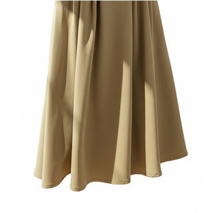 กระโปรงทรงเอพลีทแบบมีจีบสำหรับผู้หญิง สั่งทำขายส่งได้ สีพื้นเรียบง่าย สไตล์ลำลอง กระโปรงยาวทรงบาน ตกแต่งด้วยขนนก ซักแห้งได้ - Product Image 4