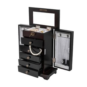 Organizzatore per Gioielli in Legno a 6 Livelli con 5 Cassetti, Mobiletto Marrone - Product Image 2