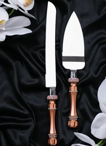 Ensemble élégant de spatules à gâteau plaquées avec poignée ornée, couverts de mariage en métal, compatibles lave-vaisselle - Product Image 2