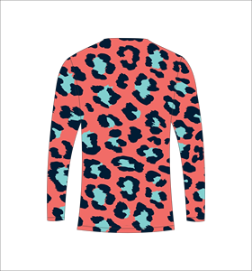 T-shirt de pêche à séchage rapide à manches longues imprimé léopard orange, sublimation athlétique pour l'entraînement - Product Image 6