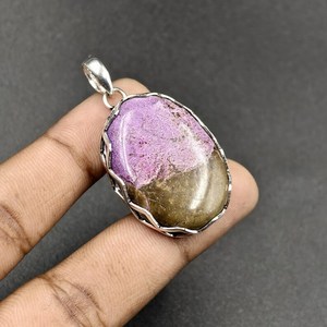 Purpurite Gemstone Vintage Gold Plated Sterling Silver Pendant Designer Engagement Jewelry Statement Gift for Her Wholesale - Product Image 5