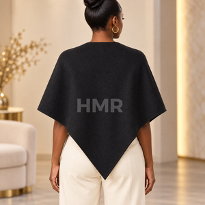 เสื้อคลุมไหมพรมสีดำทรงหรูหรา แขนทรงปีกค้างคาว คอวี สำหรับผู้หญิง แบรนด์ HMR Sorority Sisterhood เหมาะสำหรับใส่ในฤดูหนาว - Product Image 4