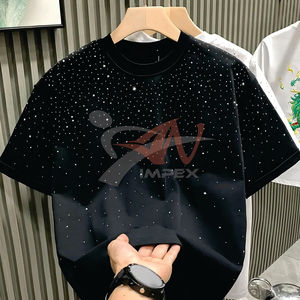 Custom Rhinestone T-shirts for Men Rhinestone t Shirt 100% Cotton Rhinestone <b>Tshirt</b> - Product Image 5