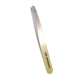 Stainless Steel Tweezers Beauty Tool Professional Slanted Tip Eyebrow and Eyelash Tweezers <b>for</b> Precise Hair <b>Removal</b> - Product Image 1