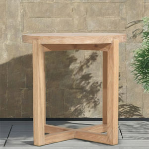 Dolla โต๊ะข้างเตียงกลางแจ้งรูปทรงทันสมัยเฟอร์นิเจอร์กลางแจ้งทำจากไม้สักเนื้อเรียบเป็นธรรมชาติสำหรับสวนชายหาดสวนสวนภายนอกโรงแรม - Product Image 1