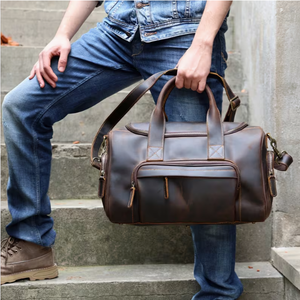 Leather Travel Duffel <b>Bag</b> with Multiple <b>Compartments</b> Brown Vintage Style for Men Outdoor and Business Use Weekend Travel <b>Bag</b> Lea - Product Image 1
