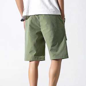 Pantalones Cortos Cargo para Hombre, Color Sólido, Cintura Media, Cordón Ajustable, Transpirables, de Lona, Casuales, Tipo Bermuda, con Bolsillos, Verde - Product Image 2