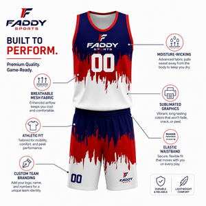 Ensemble d'uniformes de basketball personnalisés par sublimation, respirant et à séchage rapide, maillot et short de basketball d'équipe, tenue d'entraînement professionnelle pour hommes - Product Image 5