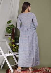 Elegante Vestido Largo Informal de Algodón Azul Claro con Estampado Batik para Mujer, Vestido Étnico Maxi para Damas - Product Image 3
