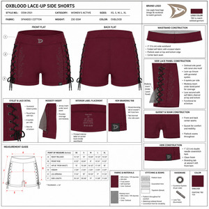 Shorts Deportivos Color Borgoña de Cintura Alta con Cordones Cruzados, Transpirables, de Punto, Spandex, Poliéster, Corte Regular, Color Sólido - Product Image 5