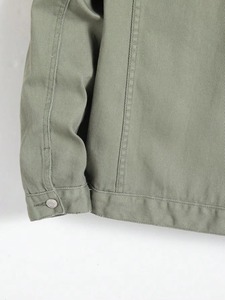 Chaqueta de Mezclilla Verde Oliva para Hombre, Corte Regular, Cuello Camisero, Estilo Casual para Otoño, Cierre de Botones de Una Sola Fila - Product Image 4