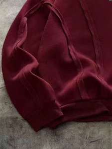Wholesale Custom <b>Burgundy</b> Washed Fleece <b>Men</b> <b>Hoodies</b> Oversized Panel Construction Pullover Front Logo Autumn Winter Supplier - Product Image 5