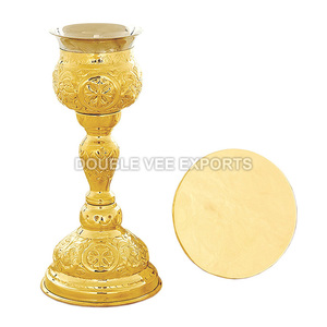 Brass Chalice and Paten Set | Classic <b>Communion</b> Cup & Plate – DOUBLE VEE EXPORTS - Product Image 2