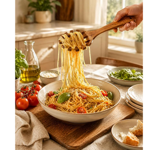 Elegant Wooden Creative Spaghetti Serving Spoon Customised Kitchen organizer Dishwasher Safe Utensils - Product Image 1