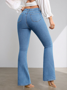 YUANBOFEI Jeans de Mezclilla de Alta Calidad 100% Algodón, Transpirables, Ligeros, Estilo Vintage, Corte Recto, para Mujer, Uso Diario - Product Image 4