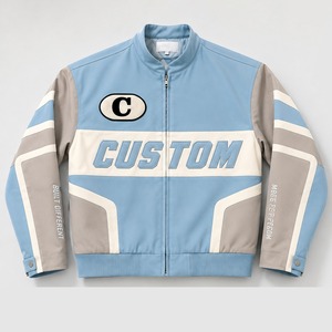 <b>Custom</b> Varsity <b>Jacket</b> Men Stand Collar Full Zip Casual Streetwear Contrast Sleeve Design Light Fashion Outerwear Fit For Unisex - Product Image 1