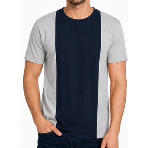Camiseta de Hombre de Dos Tonos en Contraste, Moda, Manga Corta, Gris Marino, Cuello Redondo, Lisa, Secado Rápido, Transpirable, Casual - Product Image 2