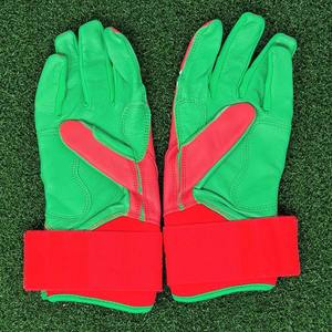 Leather Split Finger Baseball Batting Gloves Right-Handed Non-Slip Hook & Loop Closure <b>Blue</b> Baseball Catcher Adult Outfield Use - Product Image 6