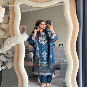 Nueva llegada de ropa étnica de alta calidad en algodón con estampado y bordado, conjunto Salwaar-Suit, proveedor de ropa étnica de la India. - Product Image 1