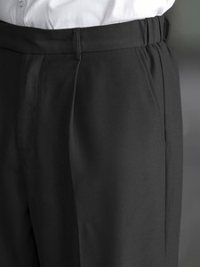 Pantalon large pour homme en sergé coupe décontractée, coupe ample, devant plat, fermeture boutonnée, style été, en polyester/coton écologique coupe-vent - Product Image 4