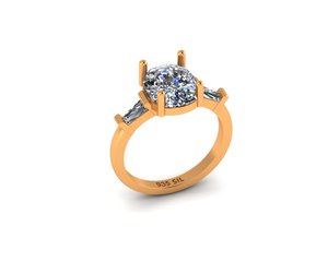 High quality gold silver ladies <b>rings</b> with cushion tapper moissanite cvd colour stone <b>cz</b> 6.21 cts vvs2 d vs1 premium jewellery - Product Image 1