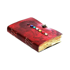 Diario de Cuero Genuino Hecho a Mano, Estilo Vintage, 200 Páginas con Borde Decorativo, Diseño con Patrón de Chakra en Relieve, Cuaderno para Terapia y Yoga - Product Image 5
