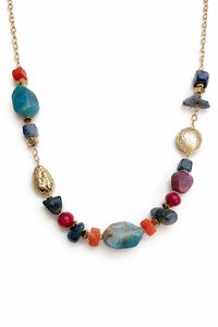 Bohemian Handmade Geometric Imitation Pearl Glass Beaded Necklace with Gold Plated Chain Unisex Jewelry - Product Image 3