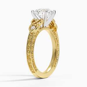 Anillo de Compromiso Aberdeen Celtic con Moissanita Certificada por GRA, Chapado en Oro de 14K, Diseño Geométrico Vintage y Engaste de Garras - Product Image 2