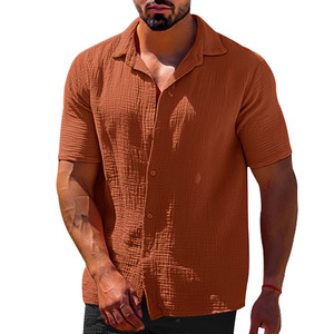 Chemises pour hommes à manches courtes, col à revers, couleur unie, décontractées, avec logo personnalisé, pour l'été - Product Image 3
