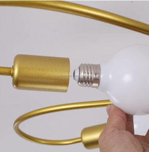 Lustre circulaire doré industriel moderne pour ampoules de salon non incluses Luminaires d'hôtel et de restaurants pour la maison - Product Image 5