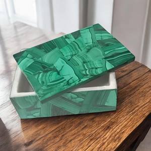 Boîte de luxe en malachite verte |   Boîte de rangement pour bijoux en pierres précieuses faits à la main |   Boîte en malachite, export en gros et vente en gros, boîte personnalisée - Product Image 1