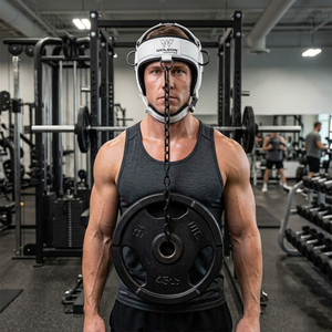 Arnés de cabeza de alta resistencia para entrenamiento de fuerza del cuello con correas ajustables y cadena de acero, equipo de gimnasio unisex. - Product Image 6