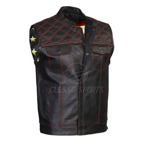 Gilet en cuir sur mesure pour homme, col montant, pour usage extérieur, vente en gros - Product Image 4