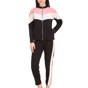 Ensemble de survêtement color block pour femme, col rond, manches longues, respirant, décontracté, pour l'automne, en Spandex et Polyester - Product Image 1