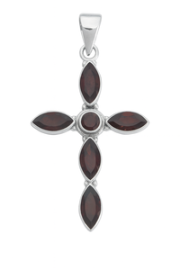 Natural <b>Garnet</b> Cross Pendant 925 Sterling Silver Rose Gold Yellow Gold Plated Religious Jewelry Handmade Gemstone Pendant Her - Product Image 5