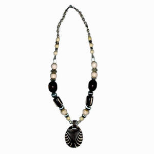 Collar de cuerno de búfalo con diamantes y perlas, con eslabones graduados, cadena estilo boho chic, collar de cuerno grueso, regalo, imitación antigua - Product Image 5