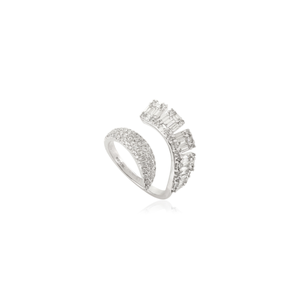 Bague de luxe magnifique et étincelante en diamant 100% naturel, bijoux de mariée audacieux pour femmes, en or blanc véritable K14 - Product Image 3