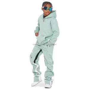 Unisex Premium Quality Cotton Fleece Pullover Hoodie Trouser <b>Set</b> Winter Sports Breathable Solid Jogging Tracksuit - Product Image 2