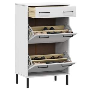 Scarpiera Media in Legno di Pino Bianco Massiccio e Metallo, Soluzione di Stoccaggio Elegante e Resistente - Product Image 3