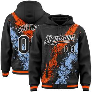 เสื้อแจ็คเก็ตเบสบอลแบบวาร์ซิตี้พิมพ์ลายสีดำส้มน้ำเงินสำหรับผู้ชาย สวมใส่สบาย แห้งเร็ว เหมาะสำหรับฤดูหนาว สามารถใส่ชื่อและหมายเลขได้ตามต้องการ - Product Image 3