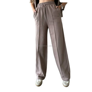Pantalones de mujer de moda Pantalones de chándal de pierna ancha de cintura alta cintura elástica Casual ropa atlética pantalones sueltos de alta calidad - Product Image 2
