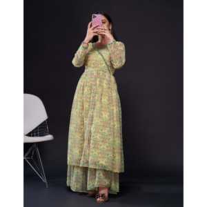 FB Jaune Designer Vêtements de Fête pour Femmes Haut et Bas avec Séquence Travail Ensemble Élégant - Product Image 2