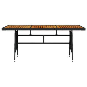 Tavolo da giardino in legno massello di Acacia e Poly Rattan 63 "x 27.6" x 28.3 "nero mobili da esterno - Product Image 2